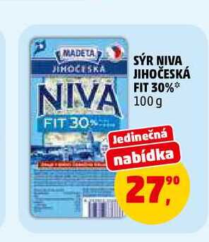 SÝR NIVA JIHOČESKÁ FIT 30%, 100 g