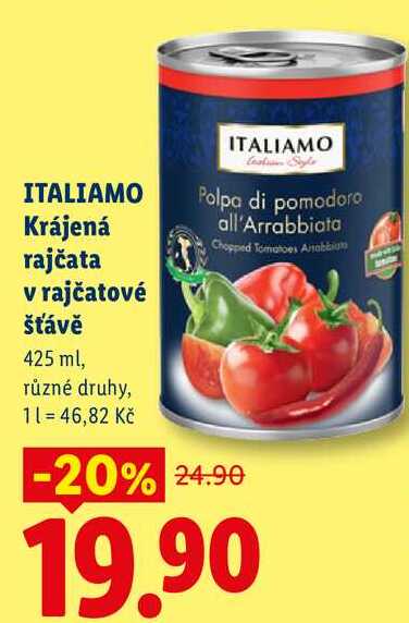 ITALIAMO Krájená rajčata v rajčatové šťávě, 425 ml