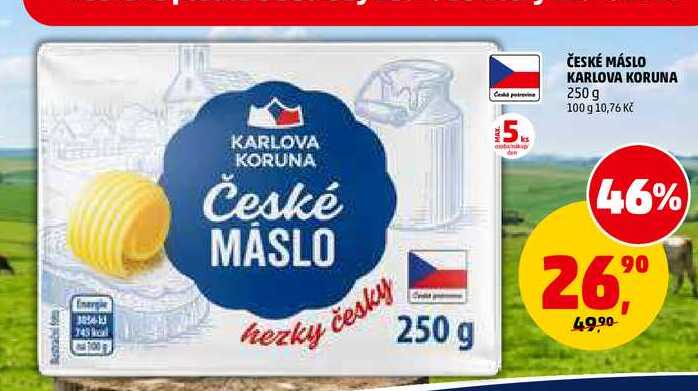 ČESKÉ MÁSLO KARLOVA KORUNA, 250 g v akci