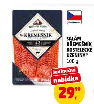 SALÁM KŘEMEŠNÍK KOSTELECKÉ UZENINY, 100 g 