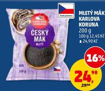 MLETÝ MÁK KARLOVA KORUNA, 200 g