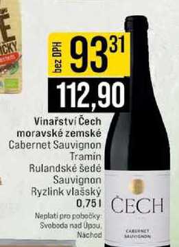 Vinařství Čech moravské zemské Cabernet Sauvignon Tramin Rulandské šedé Sauvignon Ryzlink vlašský 0,75l