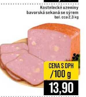 Kostelecké uzeniny bavorská sekaná se sýrem bal. cca 2,3 kg 100g