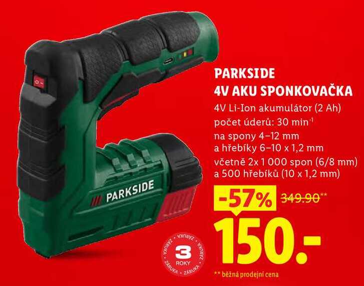 PARKSIDE 4V AKU SPONKOVAČKA