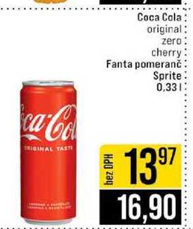 Coca Cola original zero cherry Fanta pomeranč Sprite 0.33l