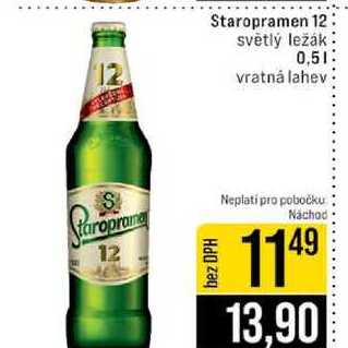 Staropramen 12 světlý ležák 0,5l