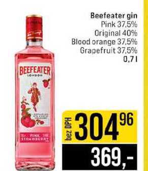 Beefeater gin Pink 37.5% Original 40% Blood orange 37.5% Grapefruit 37.5% 0,7l