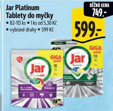 Jar Platinum Tablety do myčky, 82-113 ks 