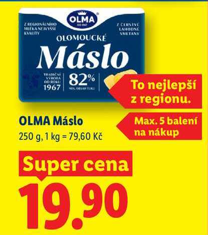 OLMA Máslo, 250 g v akci