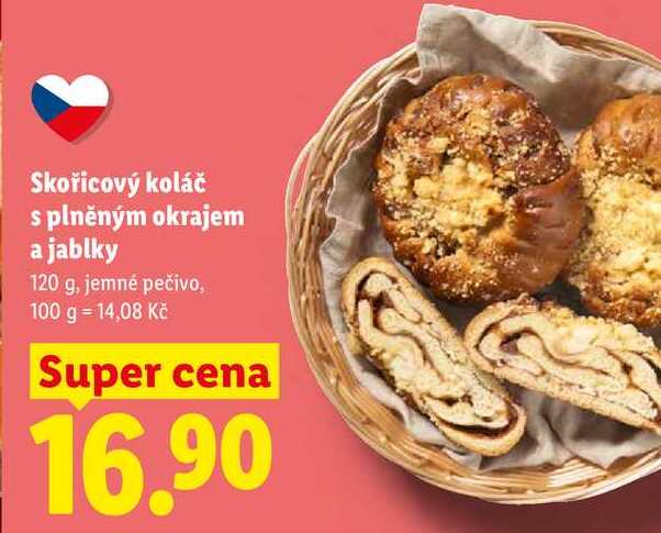 Skořicový koláč splněným okrajem a jablky, 120 g