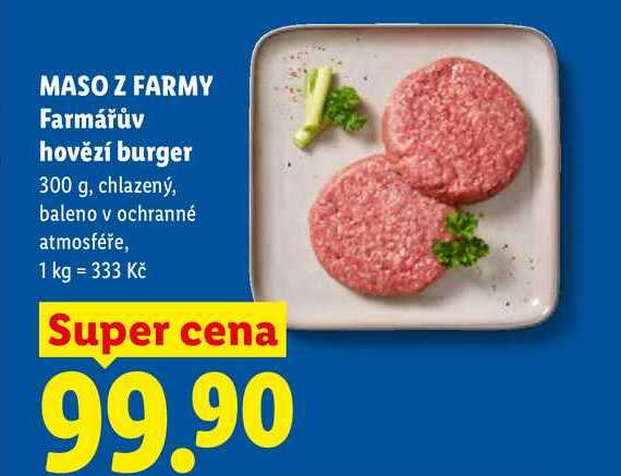 MASO Z FARMY Farmářův hovězí burger, 300 g