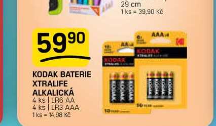 KODAK BATERIE XTRALIFE ALKALICKÁ 4 ks | LR6 AA 4 ks | LR3 AAA 1 ks 