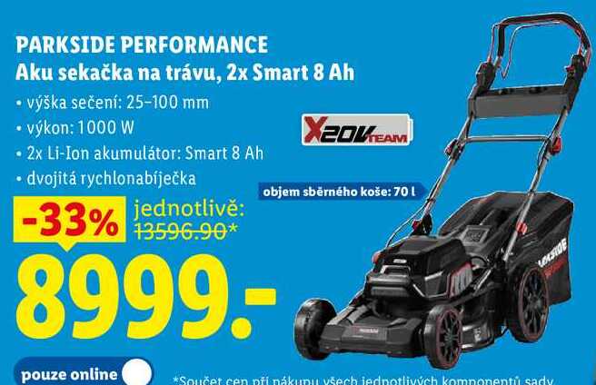 PARKSIDE PERFORMANCE Aku sekačka na trávu, 2x Smart 8 Ah  