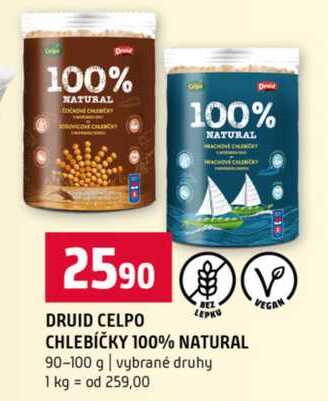 DRUID CELPO BEZ VEGAN LEPKY CHLEBÍČKY 100% NATURAL 90-100 g  