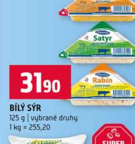 BÍLÝ SÝR 125 g vybrané druhy 