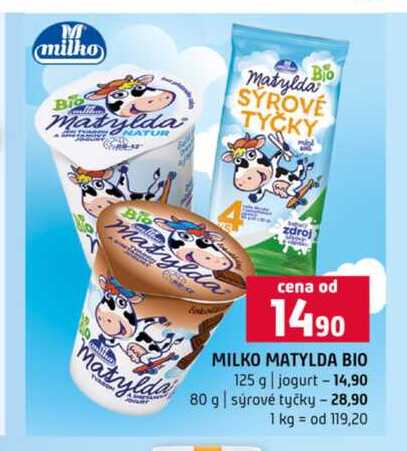 MILKO MATYLDA BIO 125 g jogurt 80 g sýrové tyčky