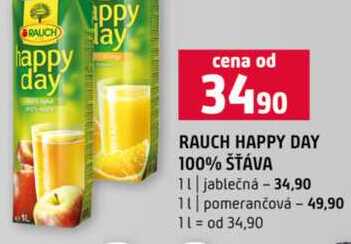 RAUCH HAPPY DAY 100% ŠŤÁVA 1l jablečná 1l pomerančová 
