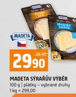 MADETA SÝRAŘŮV VÝBĚR 100 g plátky vybrané druhy 