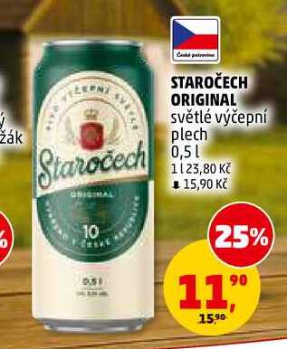 STAROČECH ORIGINAL světlé výčepní plech, 0,5 l