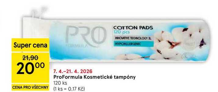ProFormula Kosmetické tampóny, 120 ks