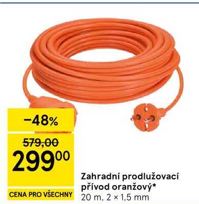 Zahradní prodlužovací přívod oranžový, 20 m, 2 x 1,5 mm 