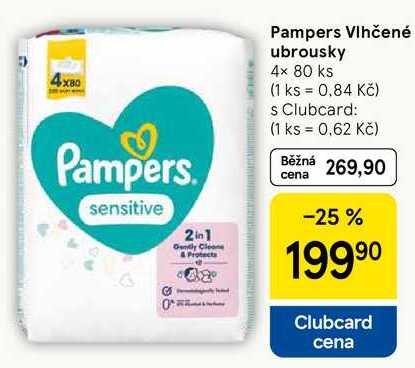 Pampers Vlhčené ubrousky, 4x 80 ks