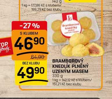 BRAMBOROVÝ KNEDLÍK PLNĚNÝ UZENÝM MASEM 330 g 