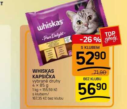 WHISKAS KAPSIČKA vybrané druhy 4 x 85 g