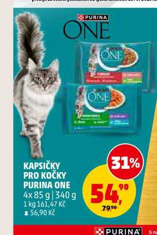KAPSIČKY PRO KOČKY PURINA ONE, 4x 85 g