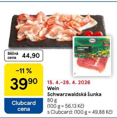 Wein Schwarzwaldská šunka, 80 g