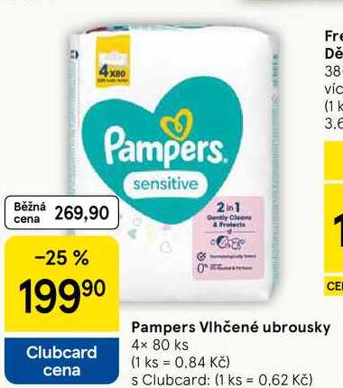 Pampers Vlhčené ubrousky, 4× 80 ks