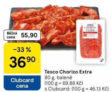 Tesco Chorizo Extra, 80 g, balené