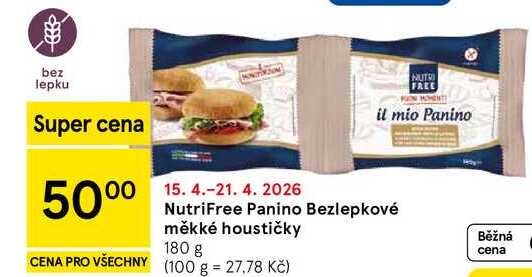 NutriFree Panino Bezlepkové měkké houstičky, 180 g 