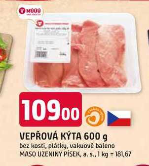 VEPŘOVÁ KÝTA 600 g bez kosti, plátky