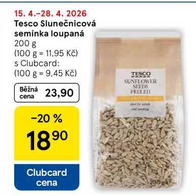 Tesco Slunečnicová semínka loupaná, 200 g 
