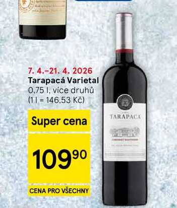 Tarapacá Varietal, 0,75 l, více druhů