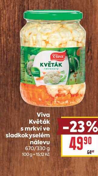 Viva Květák s mrkvi ve sladkokyselém nálevu 670/330 g 