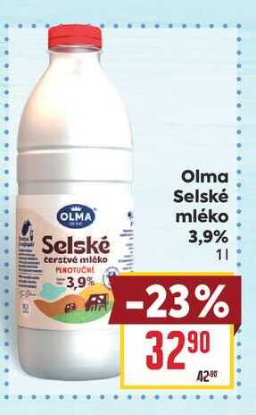 Olma Selské mléko 3,9%. 1l