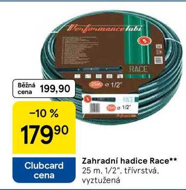 Zahradní hadice Race, 25 m. 1/2". třívrstvá. vyztužená