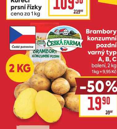Brambory konzumní pozdní varný typ A, B, C 2 kg