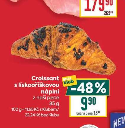 Croissant s lískooříškovou náplní z naší pece 85 g 
