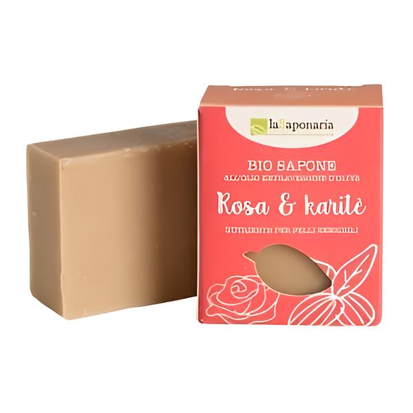 laSaponaria BIO Tuhé olivové mýdlo - Růžový olej a bambucké máslo
