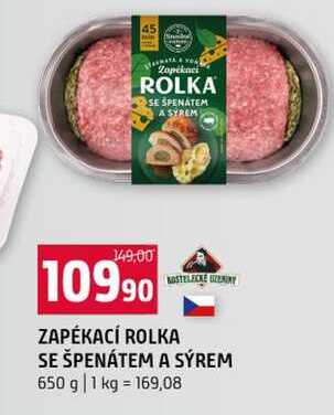 ZAPÉKACÍ ROLKA SE ŠPENÁTEM A SÝREM 650 g 