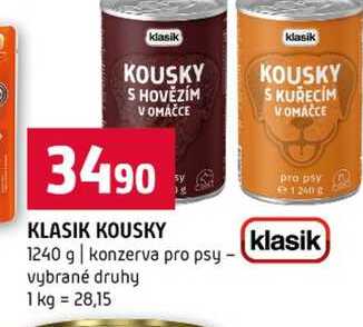 KLASIK KOUSKY 1240 g konzerva pro psy vybrané druhy 