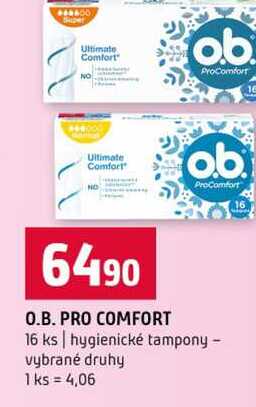 O.B. PRO COMFORT 16 ks hygienické tampony vybrané druhy 