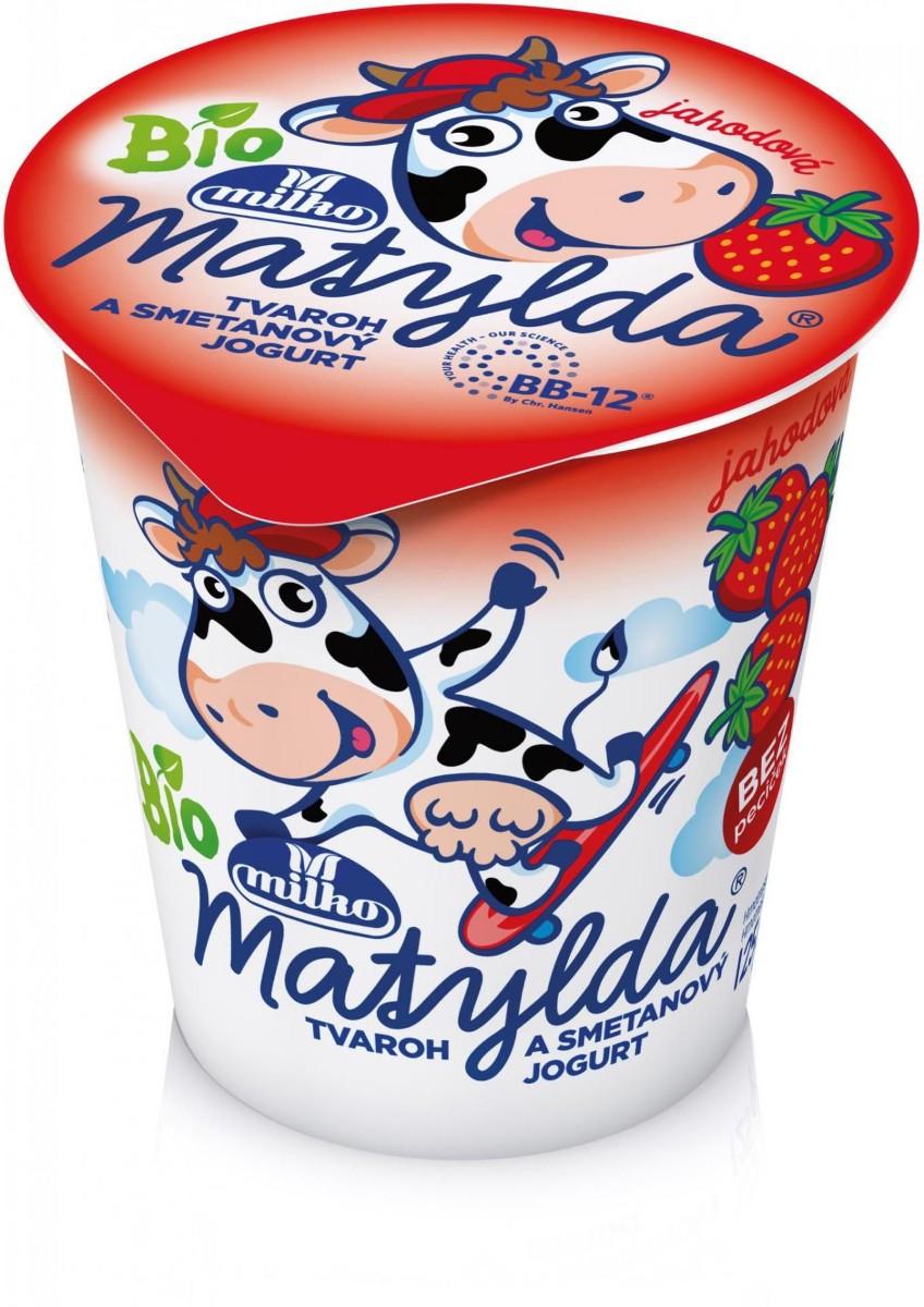 Milko Matylda Jahodová BIO tvaroh a smetanový jogurt, 125 g