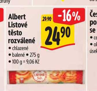Albert Listové těsto rozválené 275 g