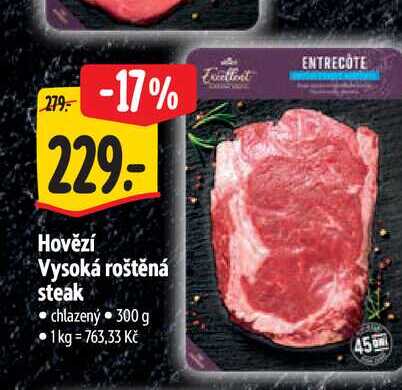   Hovězí Vysoká roštěná steak 300 g