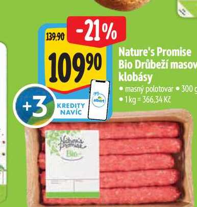  Nature's Promise  Bio Drůbeží masové klobásy  300 g