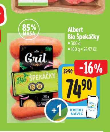  Albert Bio Špekáčky  300 g  